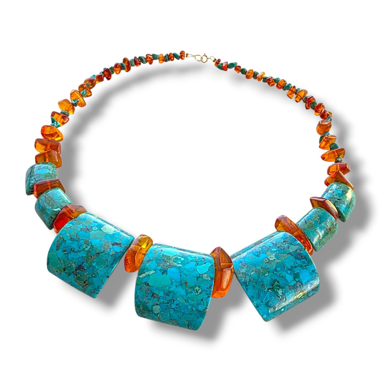 Sx Qvc Lee Sands Amber Nugget Turquoise Necklace Signed 14k Hold Filled Coastal 85$